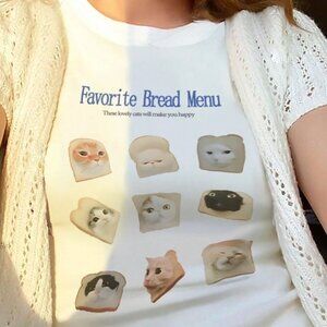 Summer Cat Printed Round Neck Short Sleeve Unisex Tee